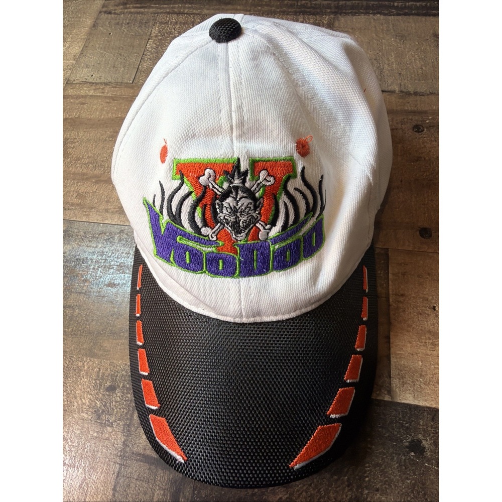 Voodoo Hat Cap White Black Embroidered Graffit Monster Skull 90s Y2K Vintage